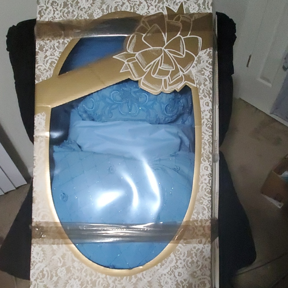 A powdered sky blue wedding dress Boxed preserved